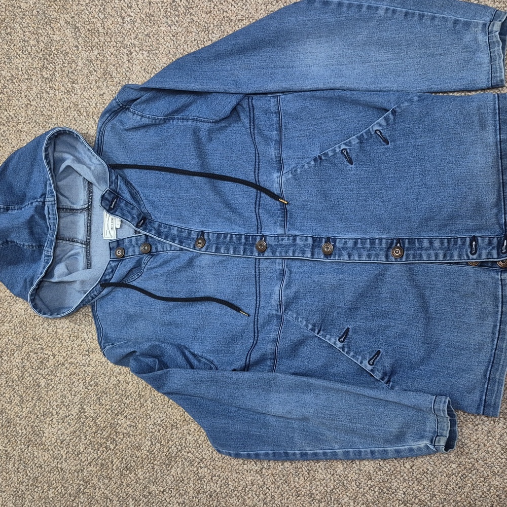 Only & Sons Men's Casual Blue Denim Hooded Button Up Jacket Size Small EUC